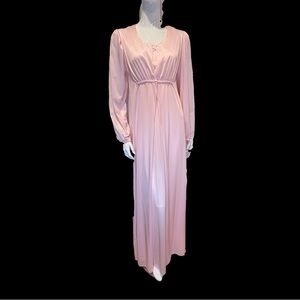 Lane Bryant Vintage Pink Peignoir Slip & Robe Set Maxi Nylon Size Softgirl M/L